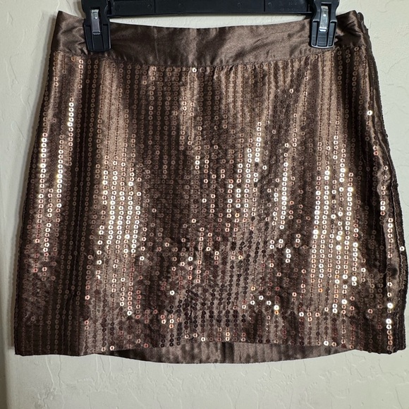 Gap Brown Sequin Mini Skirt Size 10 NWT Party Y2K Holiday Lined Sparkle Skirt - Picture 1 of 6